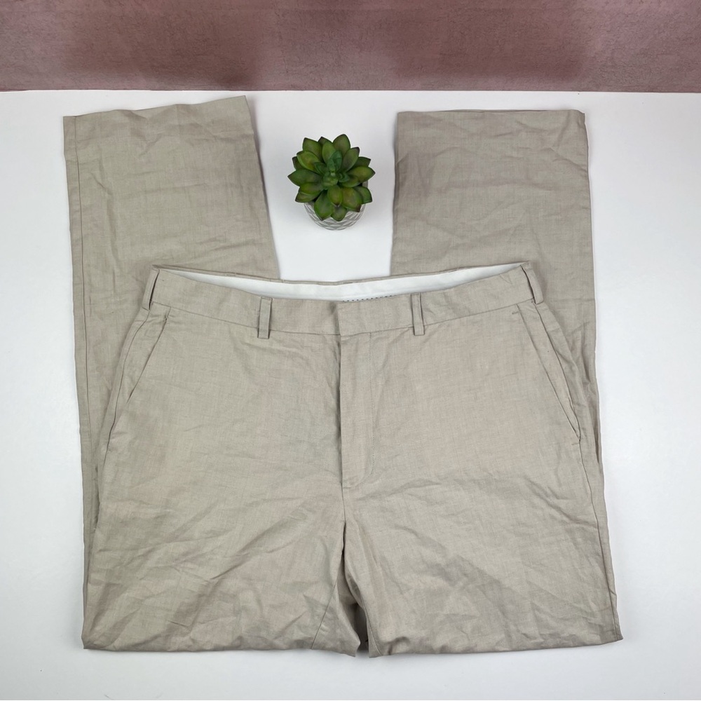 Cubavera Tan Cream Cotton Linen Pants Men Size 36x32
